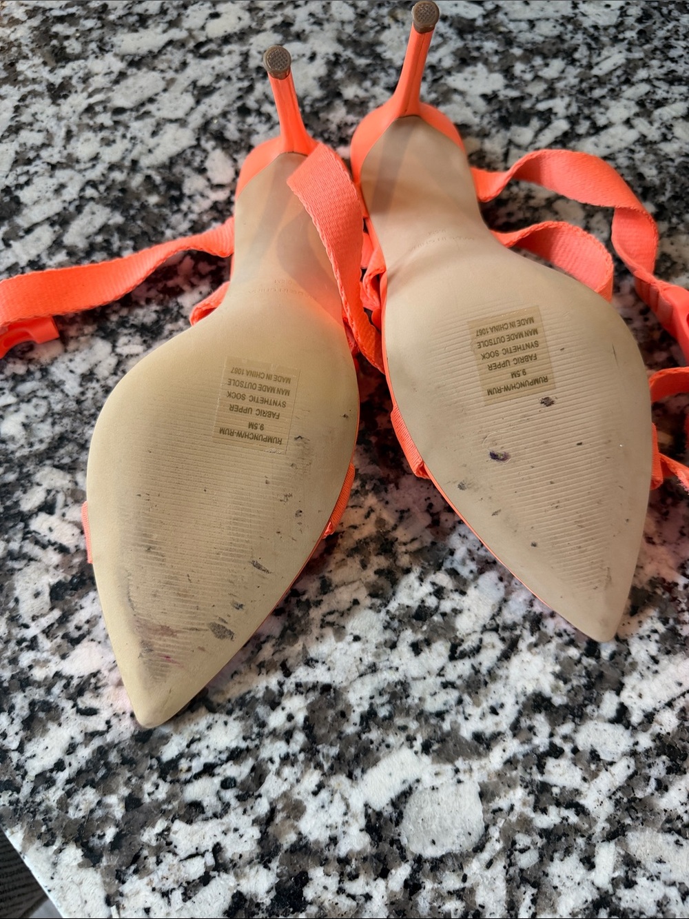 Windsor Smith Neon Orange Pointed-Toe Strappy Stiletto Heels